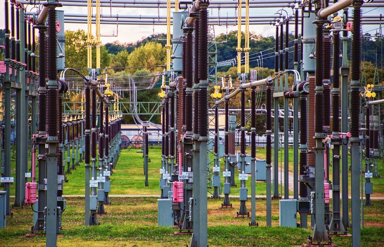 Distribution transformer on a utility pole